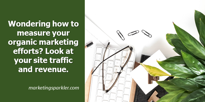 Measure organic marketing efforts by evaulating your increase in site traffic and revenue.
