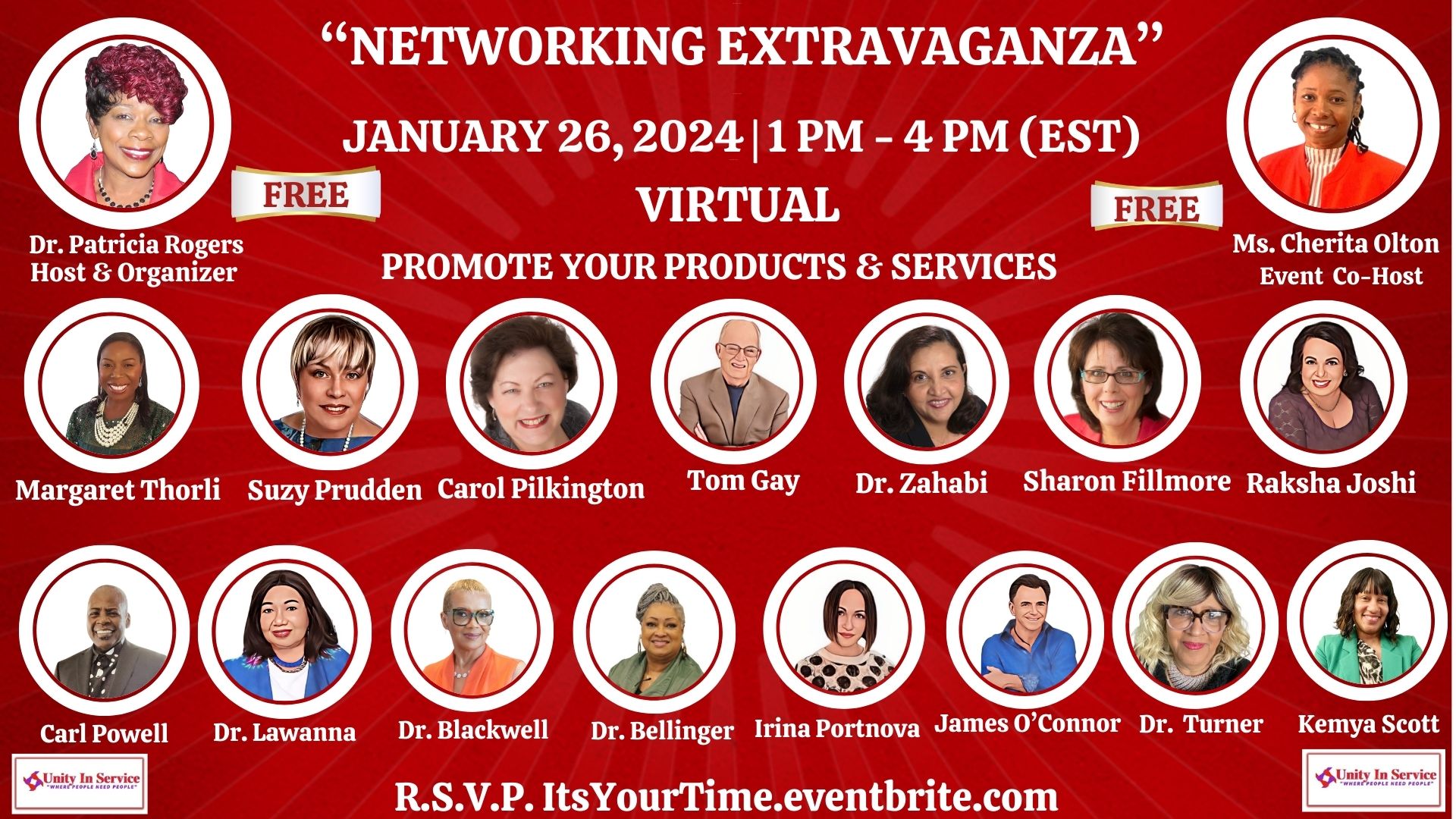 Unity In Service presents Networking Extravaganza Jan 26 2024 Event Banner