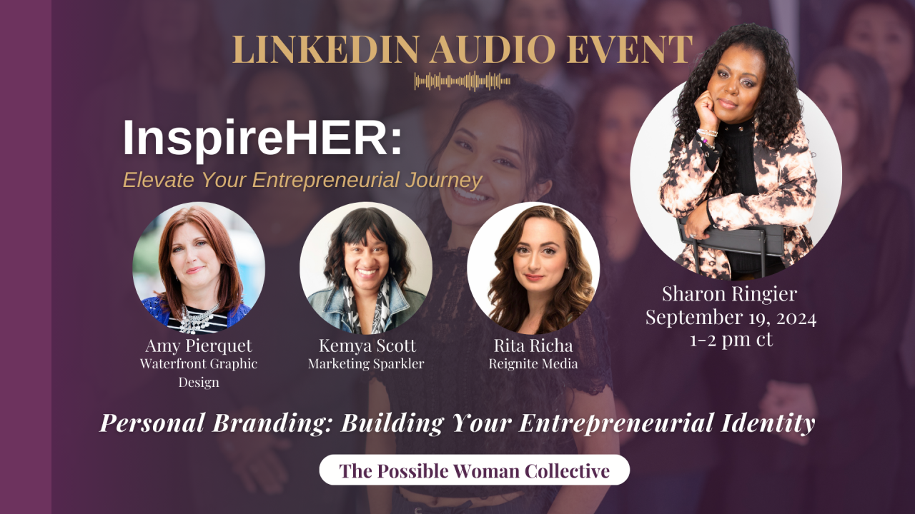 InspireHER LinkedIn Audio Event 09-19-24 Sharon Ringier with Speaker Miss Kemya Scott